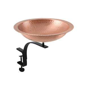 Hammered Solid Copper Birdbath Bowl Copper Birdbath Birdbath with Rail Mount Bracket