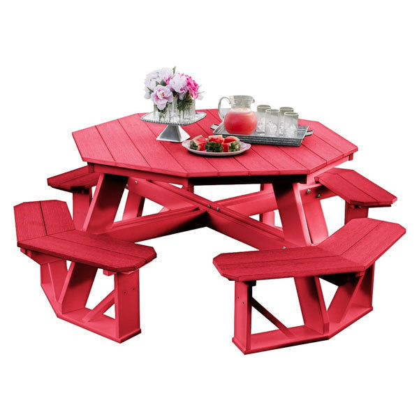 Heritage Octagon Picnic Table Picnic Table Cardinal Red / Without Umbrella Hole