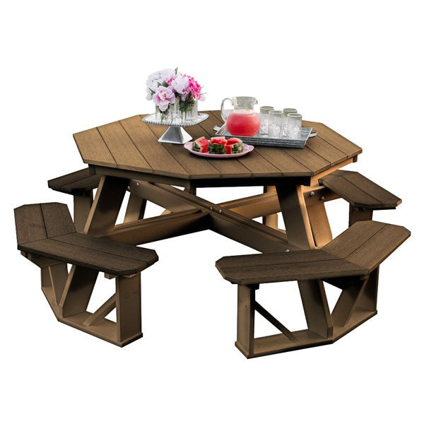 Heritage Octagon Picnic Table Picnic Table Weathered Wood / Without Umbrella Hole