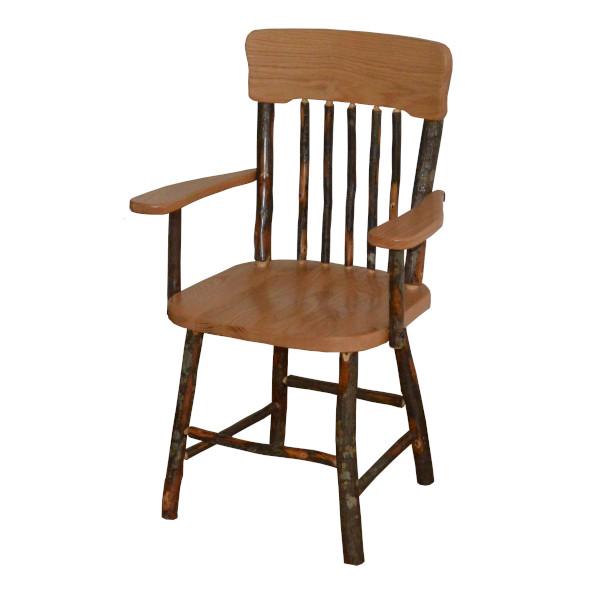 Hickory Panel Back Dining Chair With Arms Outdoor Chair Natural Stain