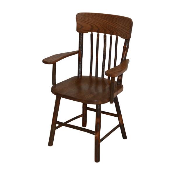 Hickory Panel Back Dining Chair With Arms Outdoor Chair Walnut Stain