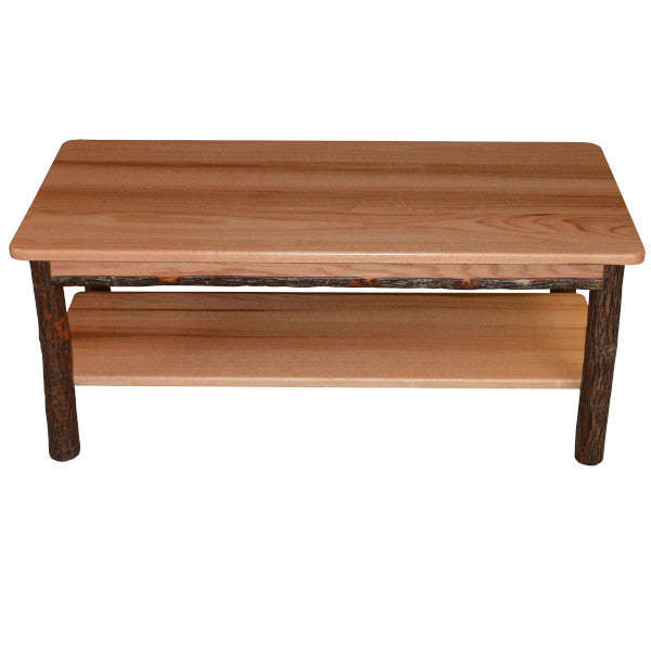 Hickory Solid Wood Coffee Table with Shelf Coffee Table Natural Stain
