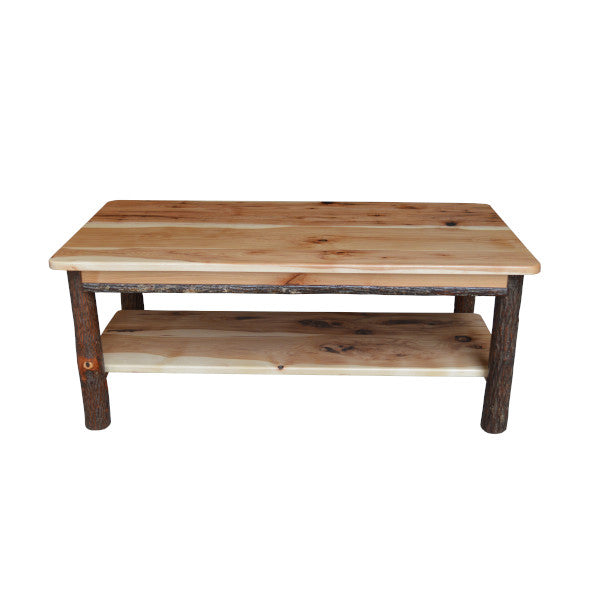 Hickory Solid Wood Coffee Table with Shelf Coffee Table Rustic Hickory