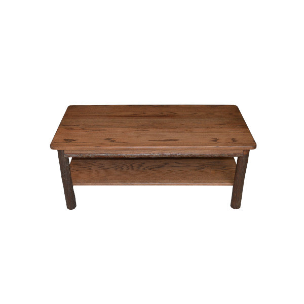 Hickory Solid Wood Coffee Table with Shelf Coffee Table Walnut Stain