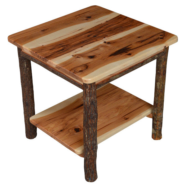 Hickory Solid Wood End Table with Shelf End Table