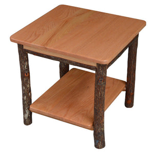 Hickory Solid Wood End Table with Shelf End Table