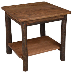 Hickory Solid Wood End Table with Shelf End Table