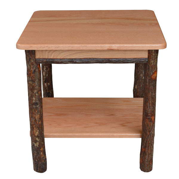 Hickory Solid Wood End Table with Shelf End Table Natural Stain