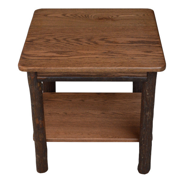Hickory Solid Wood End Table with Shelf End Table Walnut Stain