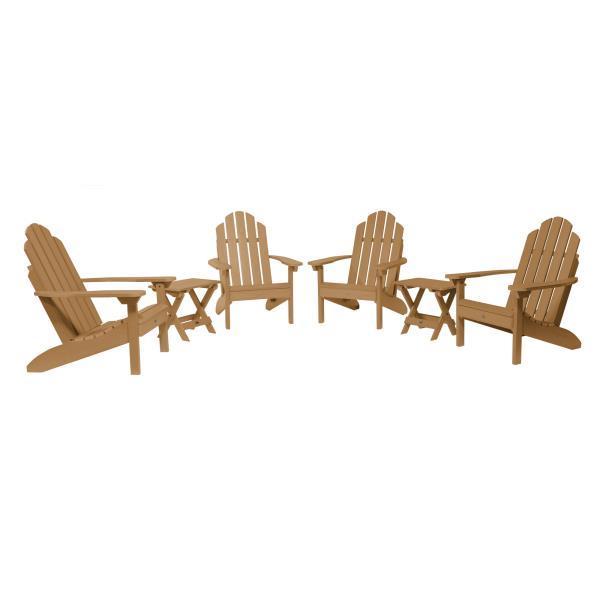 Highwood 4 Classic Westport Adirondack Chairs with 2 Folding Side Tables Furniture Set Toffee