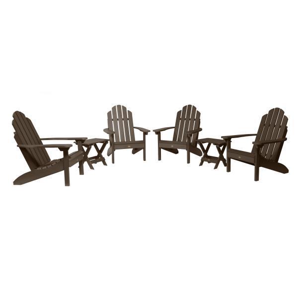 Highwood 4 Classic Westport Adirondack Chairs with 2 Folding Side Tables Furniture Set Weathered Acorn