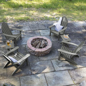 Highwood 4 Classic Westport Adirondack Chairs with 2 Folding Side Tables Furniture Set Weathered Acorn