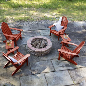 Highwood 4 Classic Westport Adirondack Chairs with 2 Folding Side Tables Furniture Set Weathered Acorn