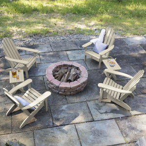 Highwood 4 Classic Westport Adirondack Chairs with 2 Folding Side Tables Furniture Set Weathered Acorn