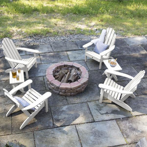 Highwood 4 Classic Westport Adirondack Chairs with 2 Folding Side Tables Furniture Set Weathered Acorn