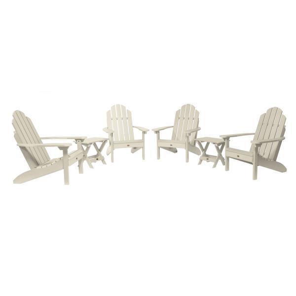 Highwood 4 Classic Westport Adirondack Chairs with 2 Folding Side Tables Furniture Set Whitewash