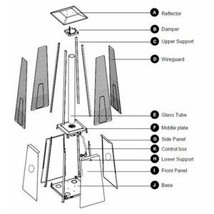 Hiland Residential Quartz Glass Tube Replacement 49.5" Tall Tube Replacement