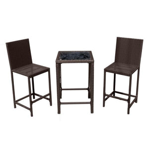 Indoor/Outdoor Dark Brown Bar Height Armless Wicker Bistro Patio Set Patio Set