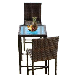Indoor/Outdoor Dark Brown Bar Height Armless Wicker Bistro Patio Set Patio Set