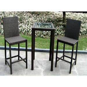Indoor/Outdoor Dark Brown Bar Height Armless Wicker Bistro Patio Set Patio Set