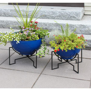 Jane Planters with Steel Patina Bowls Planters with Bowls