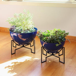 Jane Planters with Steel Patina Bowls Planters with Bowls