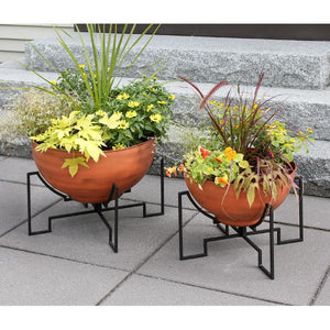 Jane Planters with Steel Patina Bowls Planters with Bowls