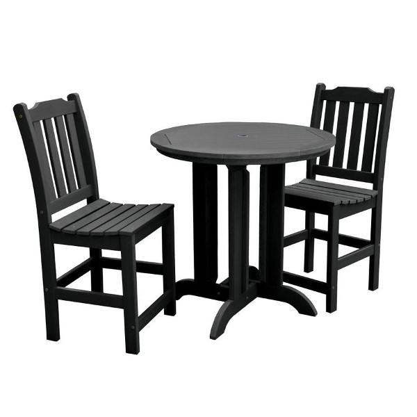 Lehigh 3pc Round Counter Height Outdoor Patio Dining Set Dining Set Black