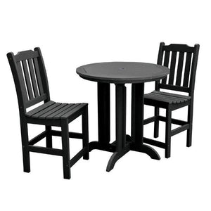 Lehigh 3pc Round Counter Height Outdoor Patio Dining Set Dining Set Black