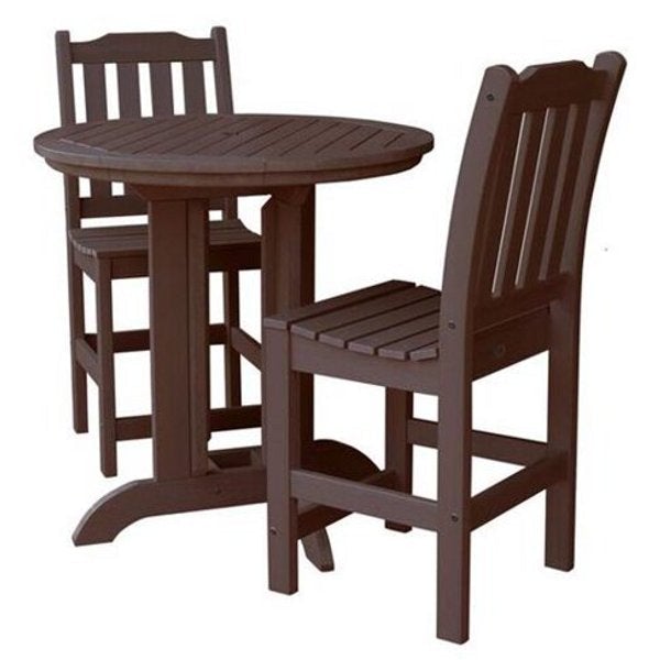 Lehigh 3pc Round Counter Height Outdoor Patio Dining Set Dining Set Weathered Acorn