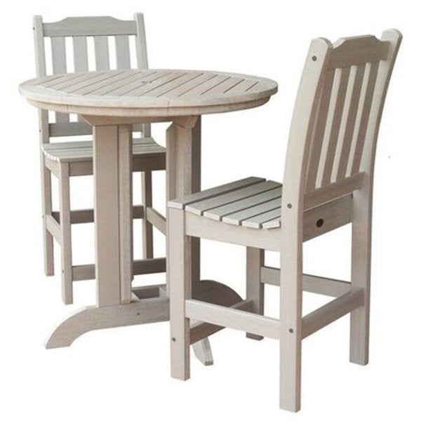 Lehigh 3pc Round Counter Height Outdoor Patio Dining Set Dining Set Whitewash