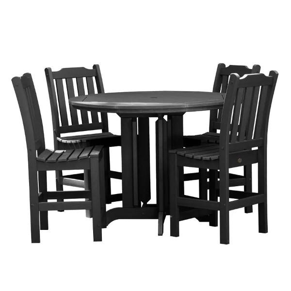 Lehigh 5pc Round Counter Height Recycled Plastic Outdoor Dining Set Dining Set Black
