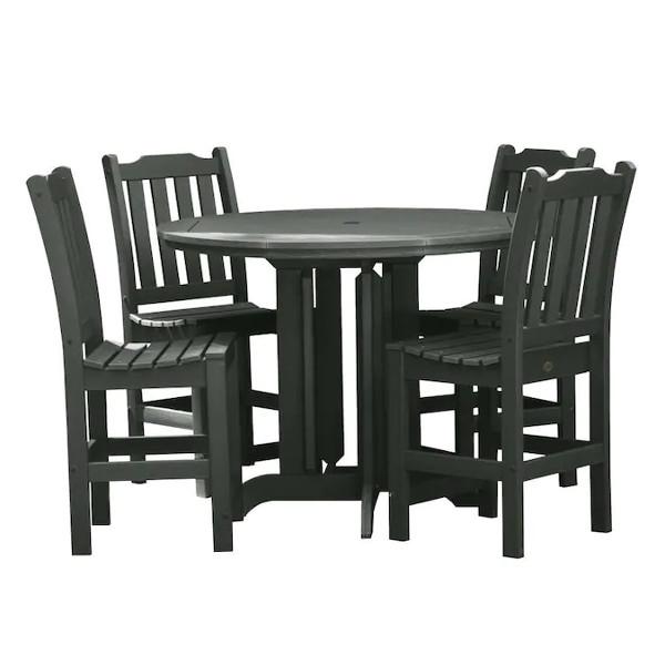 Lehigh 5pc Round Counter Height Recycled Plastic Outdoor Dining Set Dining Set Charleston Green