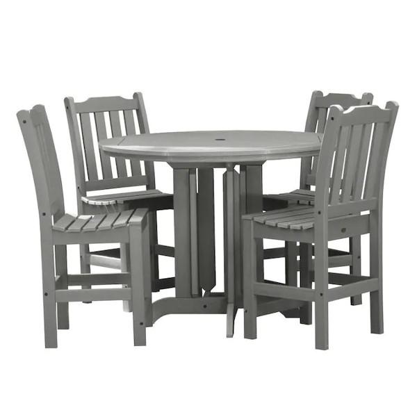 Lehigh 5pc Round Counter Height Recycled Plastic Outdoor Dining Set Dining Set Coastal Teak