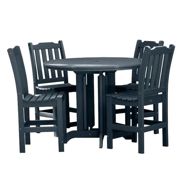 Lehigh 5pc Round Counter Height Recycled Plastic Outdoor Dining Set Dining Set Federal Blue