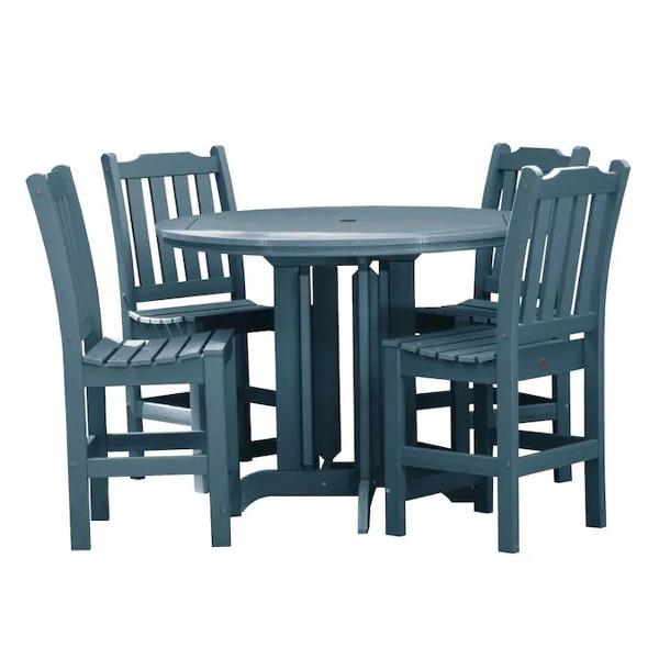 Lehigh 5pc Round Counter Height Recycled Plastic Outdoor Dining Set Dining Set Nantucket Blue