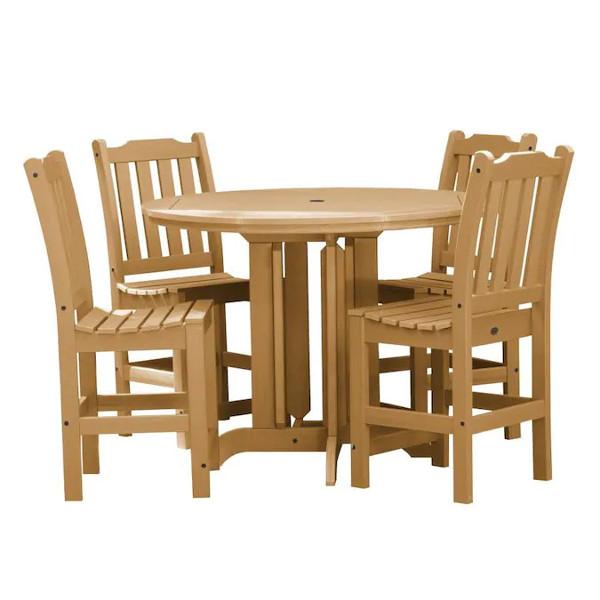 Lehigh 5pc Round Counter Height Recycled Plastic Outdoor Dining Set Dining Set Toffee