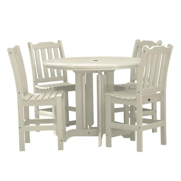 Lehigh 5pc Round Counter Height Recycled Plastic Outdoor Dining Set Dining Set Whitewash
