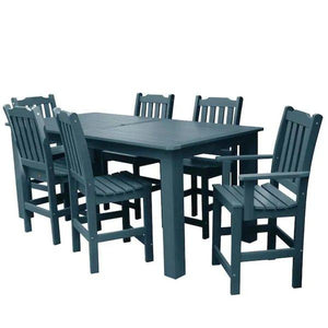 Lehigh 7pc Rectangular Counter Height Outdoor Dining Set Dining Set 84" x 42" / Nantucket Blue