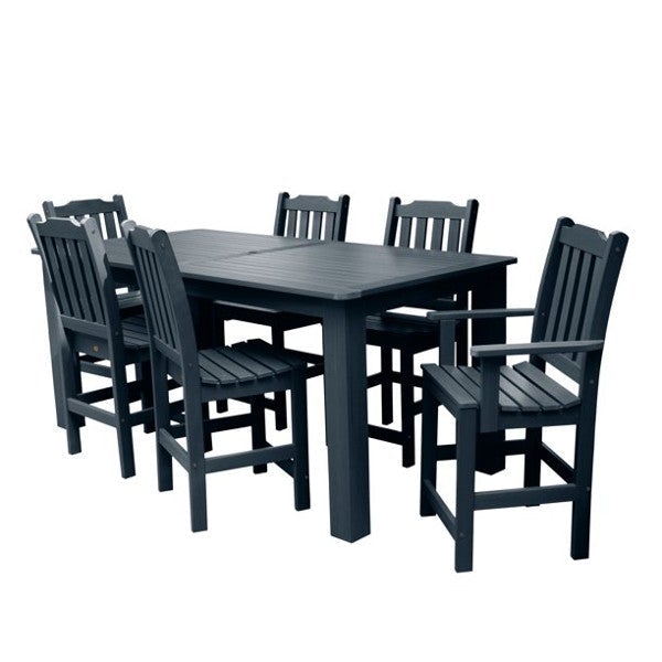 Lehigh 7pc Rectangular Counter Height Outdoor Dining Set Dining Set 84&quot; x 42&quot; Table / Federal Blue