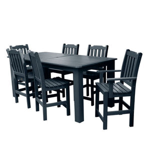 Lehigh 7pc Rectangular Counter Height Outdoor Dining Set Dining Set 84" x 42" Table / Federal Blue