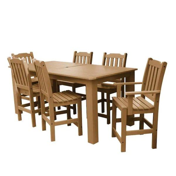 Lehigh 7pc Rectangular Counter Height Outdoor Dining Set Dining Set 84&quot; x 42&quot; / Toffee