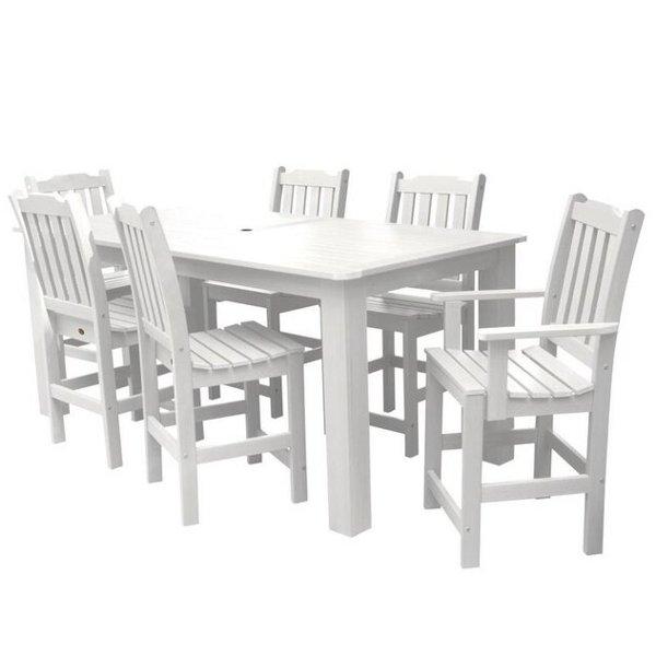 Lehigh 7pc Rectangular Counter Height Outdoor Dining Set Dining Set 84&quot; x 42&quot; / White