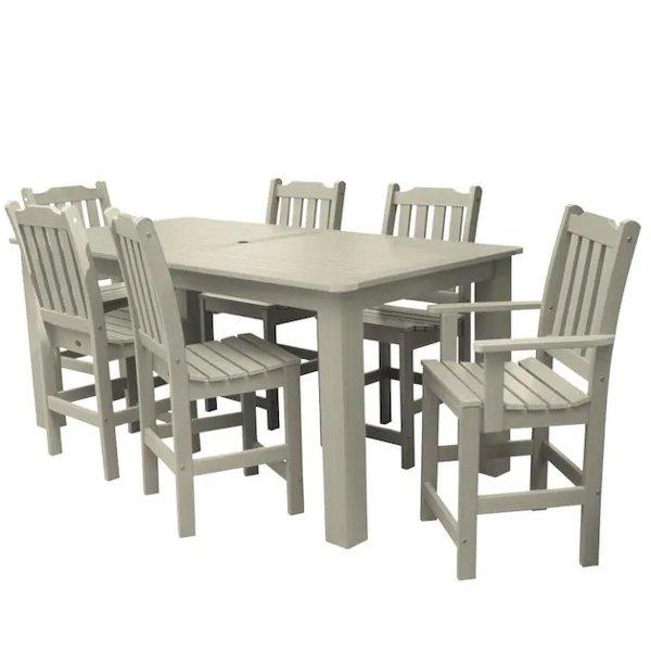 Lehigh 7pc Rectangular Counter Height Outdoor Dining Set Dining Set 84&quot; x 42&quot; / Whitewash