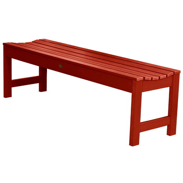 Lehigh Backless Synthetic Wood Picnic Bench Picnic Bench 5ft Wide Bench / Rustic Red