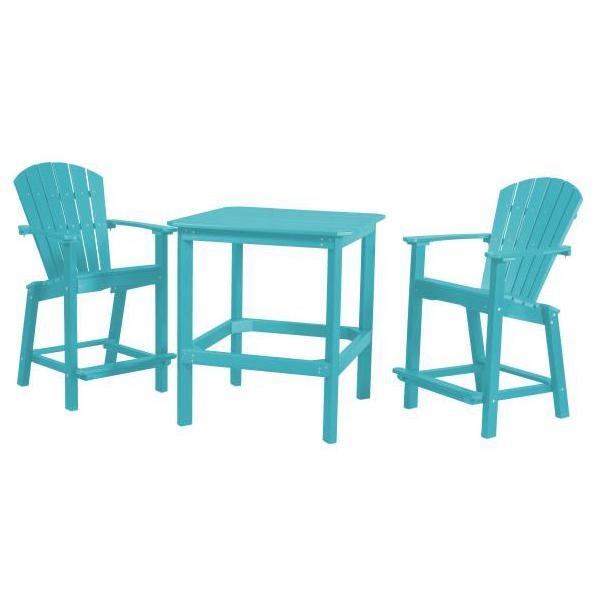 Little Cottage Co. Classic 38” High Dining Table w/2 (26”High) Dining Chairs Dining Set Aruba Blue