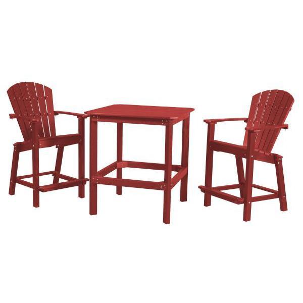Little Cottage Co. Classic 38” High Dining Table w/2 (26”High) Dining Chairs Dining Set Cardinal Red