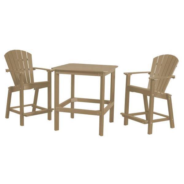 Little Cottage Co. Classic 38” High Dining Table w/2 (26”High) Dining Chairs Dining Set Weather Wood