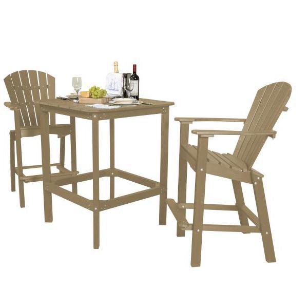 Little Cottage Co. Classic 42” High Dining Table with 2 (30” High) Dining Chairs Dining Set Weathered Wood