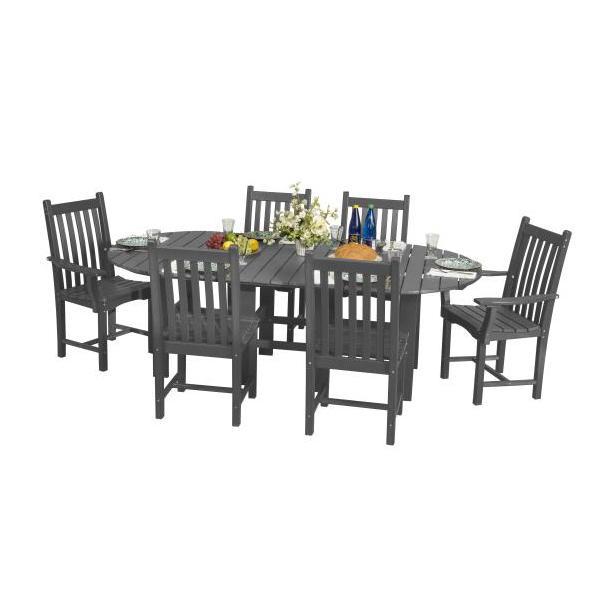 Little Cottage Co. Classic 44”x84” Table with 6 Side Chairs Dining Set Dark Grey